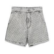 Emporio Armani Grå Denim Monogram Shorts Gray, Dam