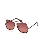 Max Mara Gradient Brown Shiny Bordeaux Solglasögon Red, Dam