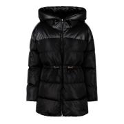 PINKO Svart Huva Pufferjacka Black, Dam