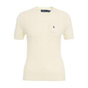 Ralph Lauren Vit Stickat Aw24 Handtvätt Beige, Dam