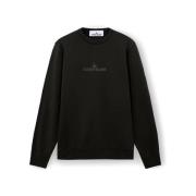 Stone Island Bomullsfleece Crewneck Sweatshirt Blygrå Black, Herr