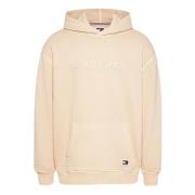 Tommy Hilfiger Beige Hoodie Tröja Avslappnad Passform Beige, Herr