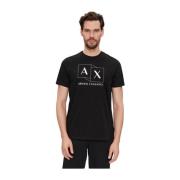 Armani Exchange Svart Logotyp Bomull T-shirt Black, Herr