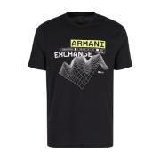 Armani Exchange Tryckt Bomull T-shirt - Svart Black, Herr