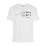 Armani Exchange Multi Logo Bomull T-shirt - Klassisk passform White, D...