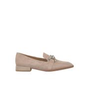 ALMA EN PENA Loafer med strass spännen Beige, Dam