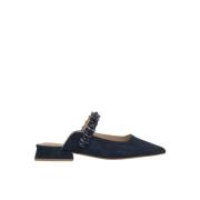 ALMA EN PENA Smyckad spetsig platt mule Blue, Dam