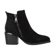 Alma EN Pena Studded Zip Ankelboot Black, Dam