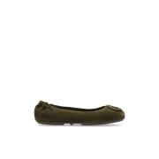 Tory Burch Suede Ballet Flats Minnie Green, Dam