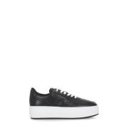 Hogan Svarta Lädersneakers med Andningsbara Detaljer Black, Dam