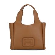 Hogan Pebbled Leather Shopping Bag for Woman Brown, Dam