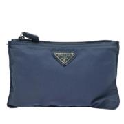 Prada Vintage Pre-owned Tyg kuvertvskor Blue, Dam