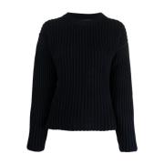 Roberto Collina Casual Stickad Pullover Sweater Black, Dam