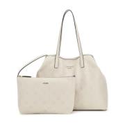 Guess PU Läder Tote och Clutch Vikky II Beige, Dam