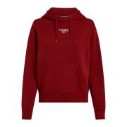 Tommy Jeans Röd Logo Hoodie Sweatshirt Essential Red, Dam