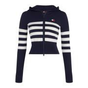 Tommy Jeans Randig Zip Tröja Blue, Dam