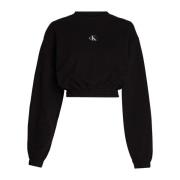 Calvin Klein Jeans Svart Crew Neck Sweatshirt med Logo Patch Black, Da...