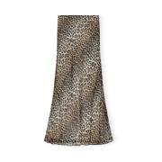 Ganni Leopard Print Chiffon Maxi Skirt Brown, Dam