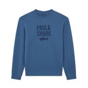 Paul & Shark Texturerad Rund Hals Sweatshirt Blue, Herr