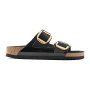 Birkenstock Svarta Lädersandaler Black, Dam