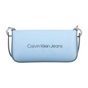 Calvin Klein Blå Axelväska med Dragkedja Blue, Dam