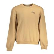 Guess Beige Långärmad Crewneck Broderad Sweatshirt Beige, Herr