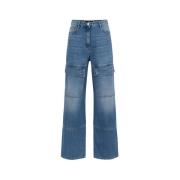 Elisabetta Franchi Blå Cargo Jeans Blue, Dam