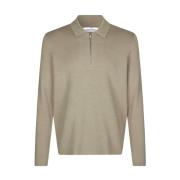 Samsøe Samsøe Klassisk Polo Zip Sweater Viskos Beige, Herr