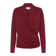 Saint Tropez Draped Wrap Blouse Tawny Port Red, Dam