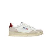 Autry Vita Läder Sneakers Medalist Röd Häl White, Herr