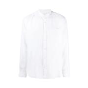 Woolrich Vit Linneskjorta Coreana Krage White, Herr