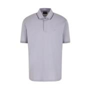 Emporio Armani Merceriserad Piqué Polo med Örnbroderi Blue, Herr