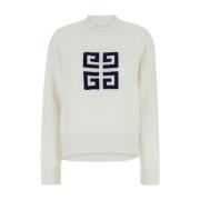 Givenchy Vit Crewneck Tröja med 4G-logga White, Dam