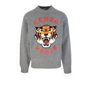 Kenzo Broderad Lucky Tiger Tröja Gray, Herr