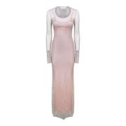 Max Mara Rhinestone Fitted Dress Pink, Dam