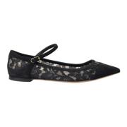 Dolce & Gabbana Svart Spets Bellucci Platta Skor Black, Dam