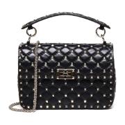 Valentino Garavani Svart Quiltad Lammskin Kedjetaske Black, Dam