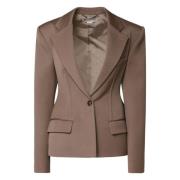 Stella McCartney Geometriskt Skuren Blazer med Peak Revers Brown, Dam