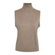 Saint Tropez Roll-N Vest Strik Atmos Melange Beige, Dam