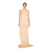 Entire Studios Asymmetrisk One Shoulder Maxi Klänning Beige, Dam