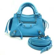 Balenciaga Vintage Pre-owned Laeder handvskor Blue, Dam