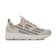 Emporio Armani EA7 Tryckt logotypstextil sneakers - Beige Beige, Herr