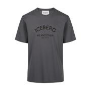 Iceberg Logo Print Bomull T-shirt Gray, Herr