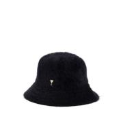 Ami Paris Fluffy Wool Bucket Hat - Svart Black, Unisex