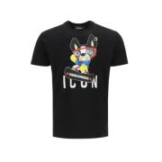 Dsquared2 Svart Bulldog Skate Grafisk T-shirt Black, Herr