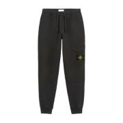 Stone Island Cargo Joggingbyxor med Borstad Bomullsfleece Black, Herr