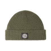 Stone Island Logo Patch Ull Beret Green, Herr