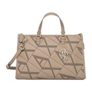 Armani Exchange Beige Handväska med Justerbar Rem Beige, Dam