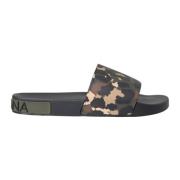 Dolce & Gabbana Camouflage Läder Slides Multicolor, Herr