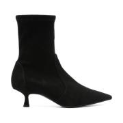 Stuart Weitzman Svart Mocka Slip-On Kitten Heel Stövlar Black, Dam